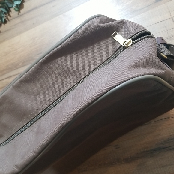 VINTAGE Brown Canvas Carry-on Travel Luggage Bag - Picture 5 of 15